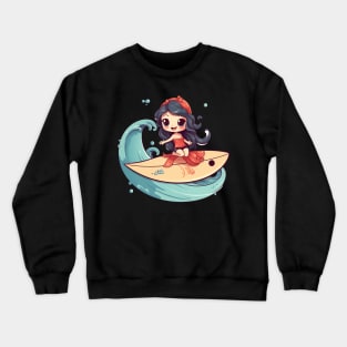 Surfing girl kawaii style Crewneck Sweatshirt